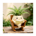 Cute Rocking Chair Smiley Face Planter Pot for Indoor Outdoor | Unique Book Garden Plant Pots with Drainage, Funny