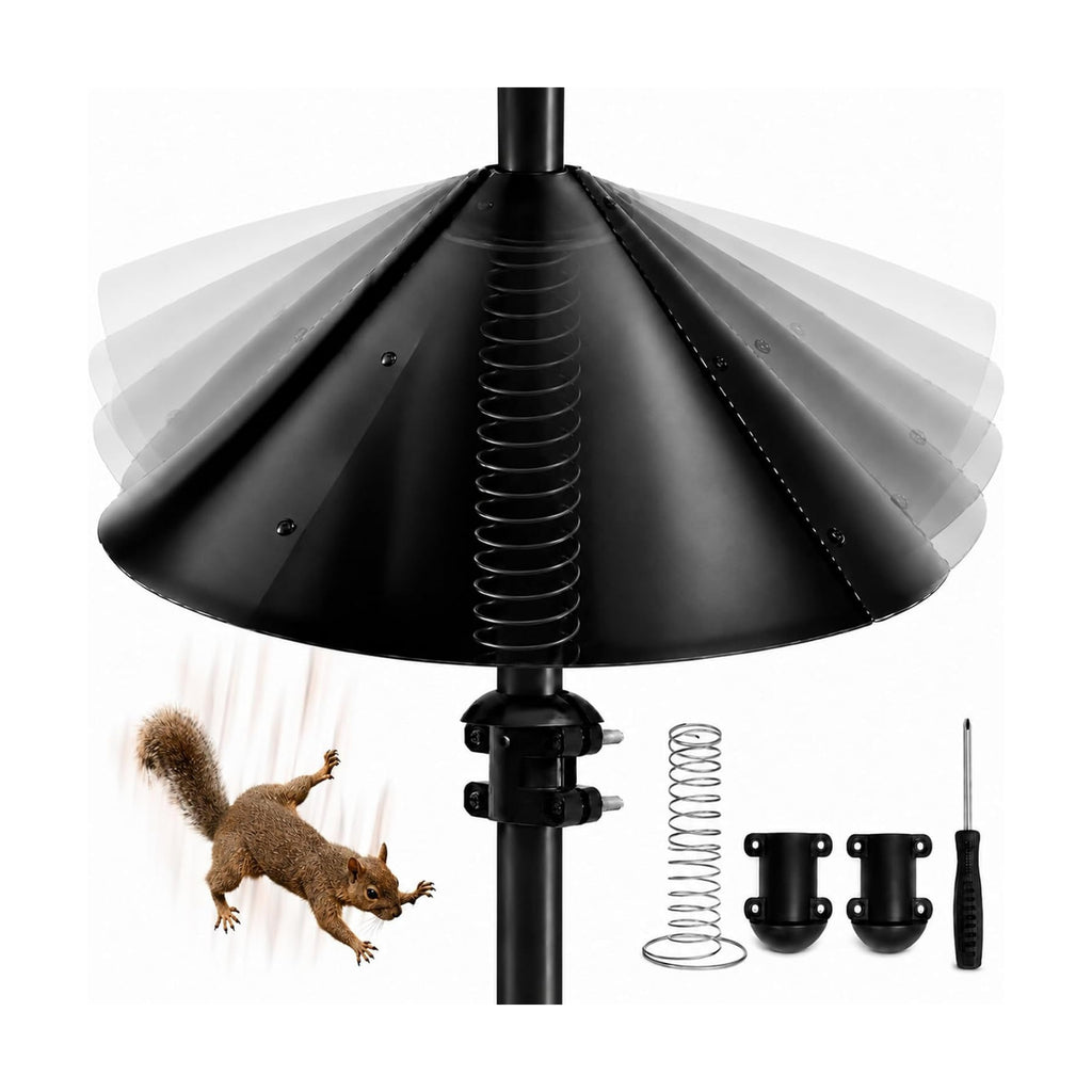 Metal Squirrel Baffle for Bird Feeder Pole with Spring, Fits 0.5"-1"