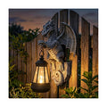 Outdoor Solar Dragon Statue Tree Hugger, Gothic Gargoyle Statues Wall Sculpture with Haning Solar Lantern for Outdoor Patio Lawn, Fence Decoration, Dragon Outdoor Statues Fantasy Wall-Mounted Art