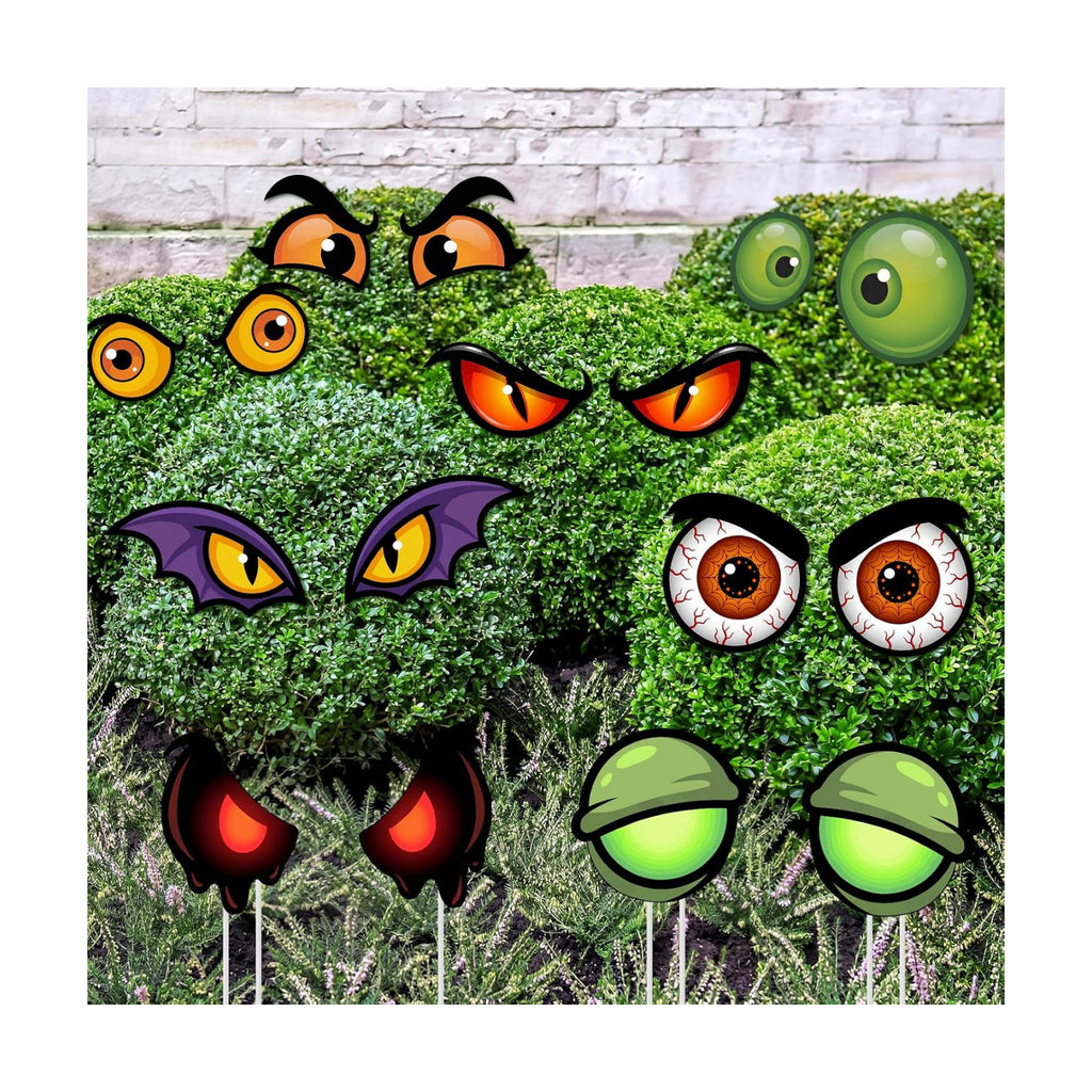 Junkin 16 Pcs Big Halloween Bush Eyes, 8 Pairs Monster Eyes Yard Decoration