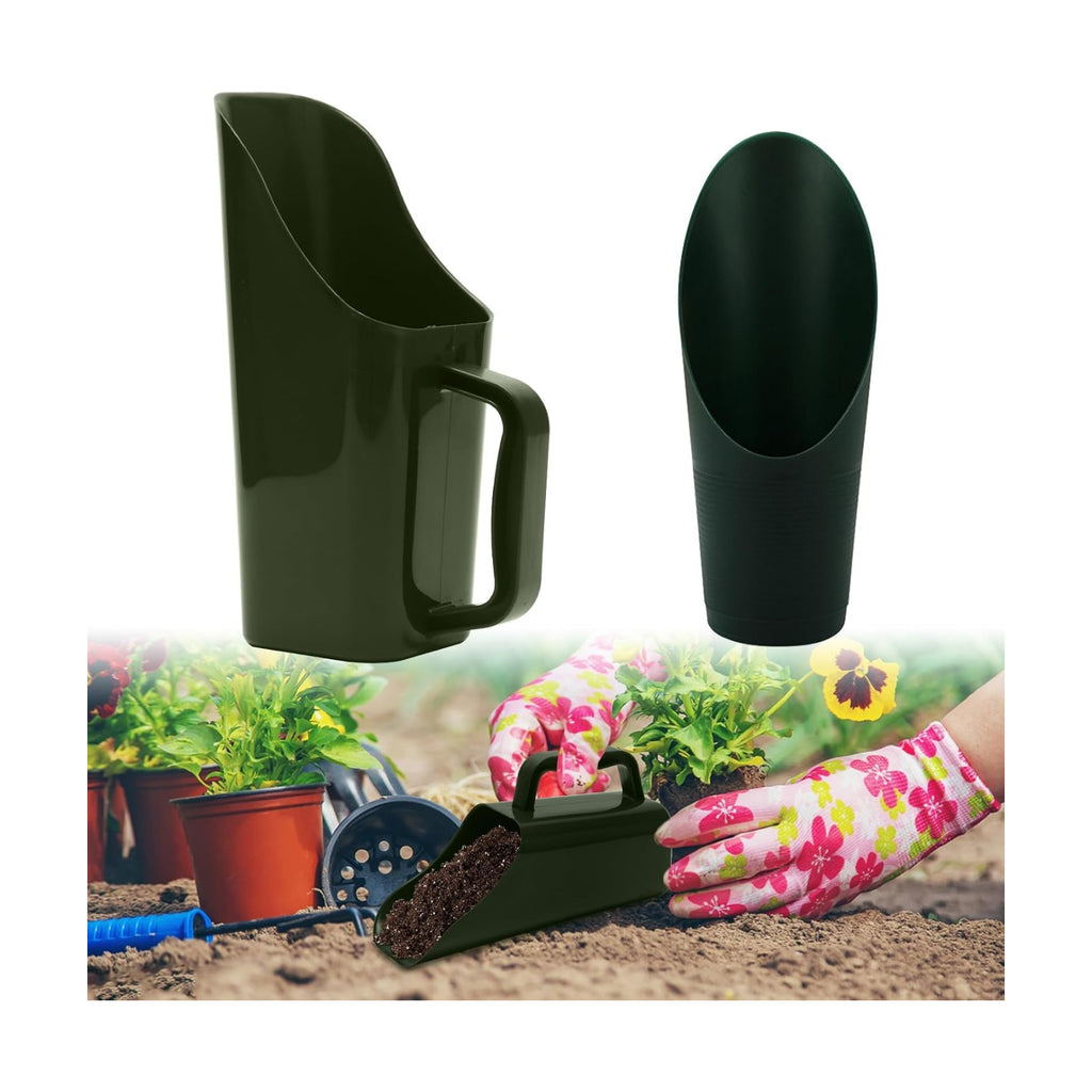 Garden Soil Scoop, 2-in-1 Multi-Function Plastic Spoon Soil Shovel Wear Resistant Digging Tool Cultivation Potting Scoop with Mini Scoop for Digging Up or Transporting Scoops of Soil