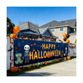 118"x35" Extra Large Happy Halloween Banner Big Spooky Halloween Backdrop for Giant Outdoor Yard Easy Hang with Ropes&Grommets–Perfect for Fence, Porch, Garden, Haunted House Party Signs (Monster Doodle, 118"x35")