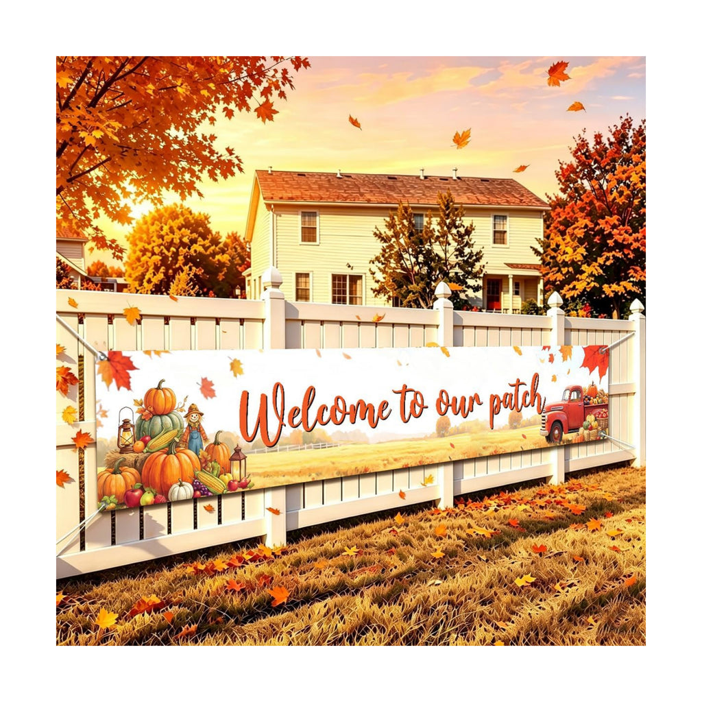 Welcome to Our Patch Fall Banner Pumpkin Patch Thanksgiving Yard Sign Decor