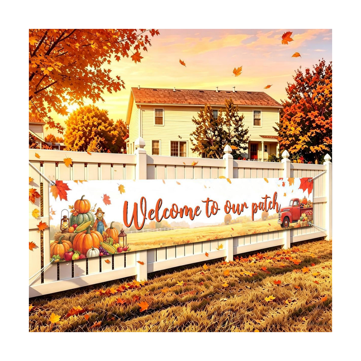 Welcome to Our Patch Fall Banner Pumpkin Patch Thanksgiving Yard Sign Decor