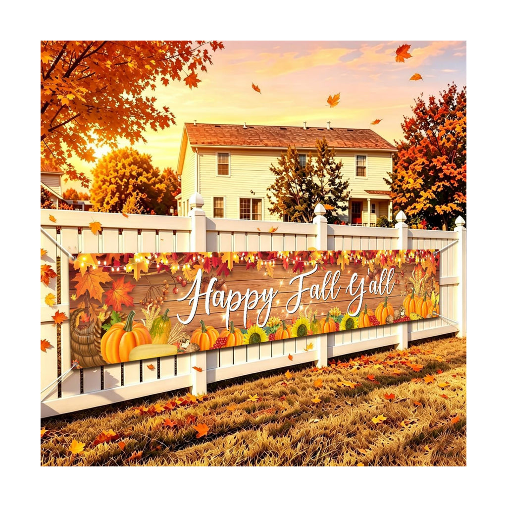 Fall Banner Happy Fall Yard Banner Rustic Pumpkins Sunflowers Outdoor Decor