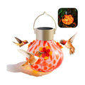 Hummingbird Feeder with Solar Light, Auto-Lighting Lamp for Garden Decor, 3 Feeding Ports Attract More Birds, Outdoor Waterproof Glass Hummingbird Feeder, Red