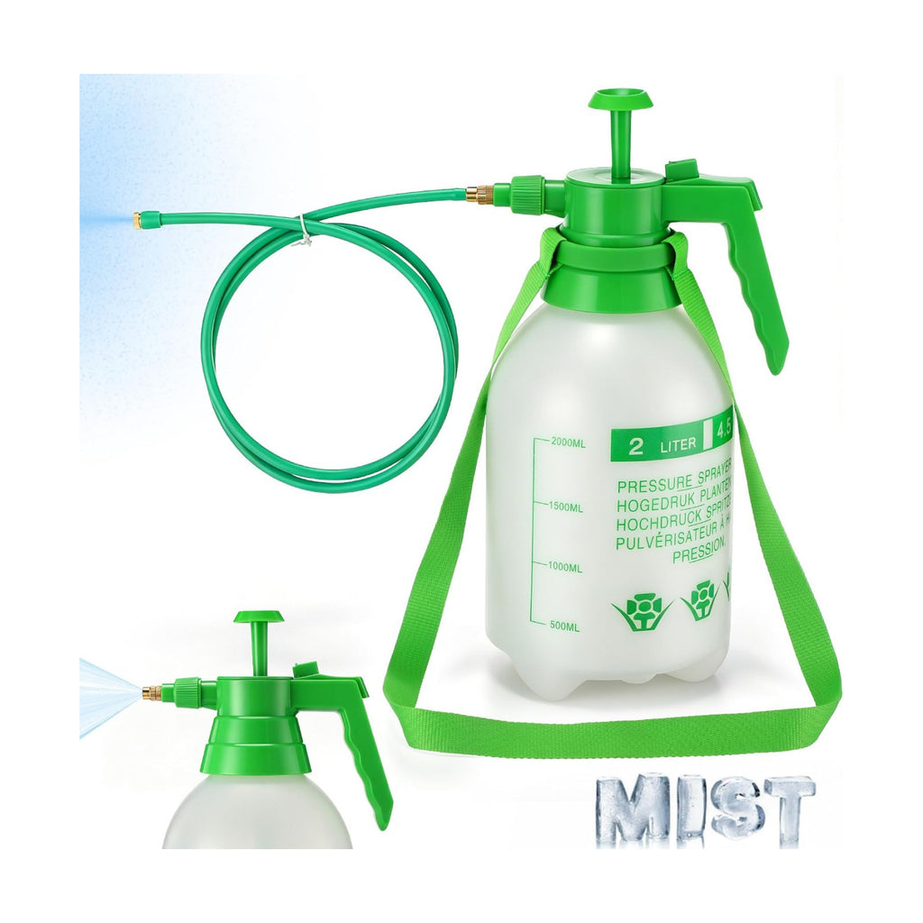 Personal Mister, 2 in 1 Water Spray Bottle with 3.3ft Mist Line, 2L,Green | Portable Cooling Mister With Shoulder