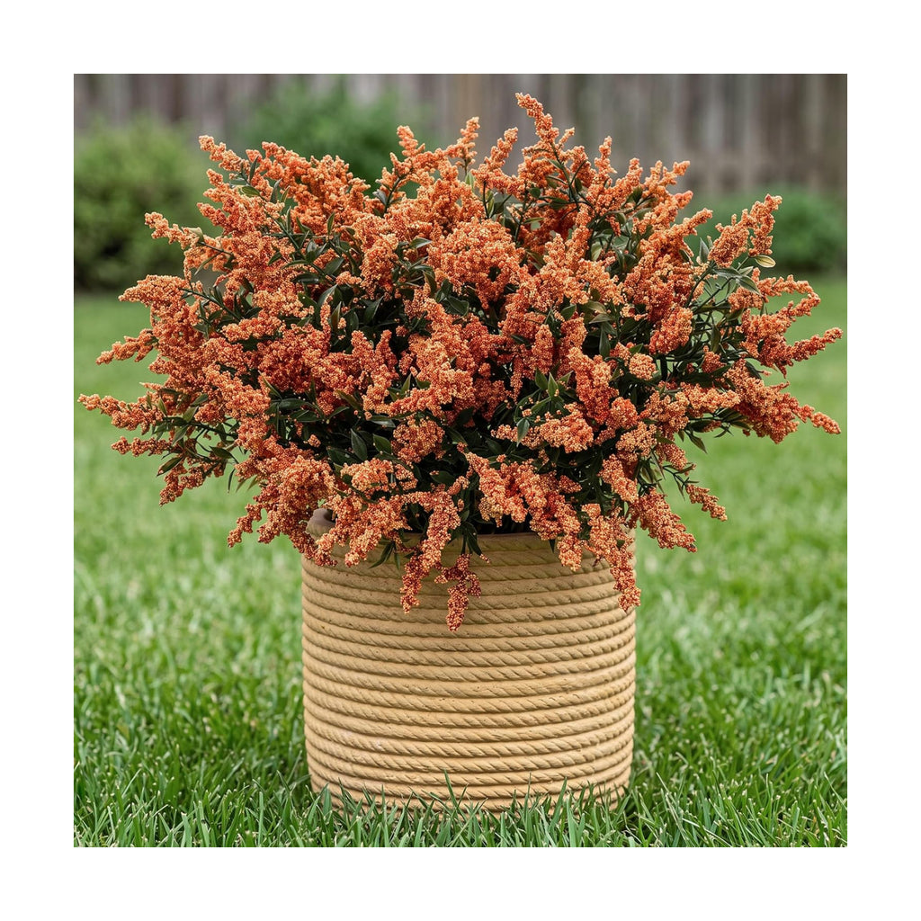 Zeyune 12 Pcs Fall Faux Yellow Orange Berry Stem, 14 Inch Sedum Berry Pick