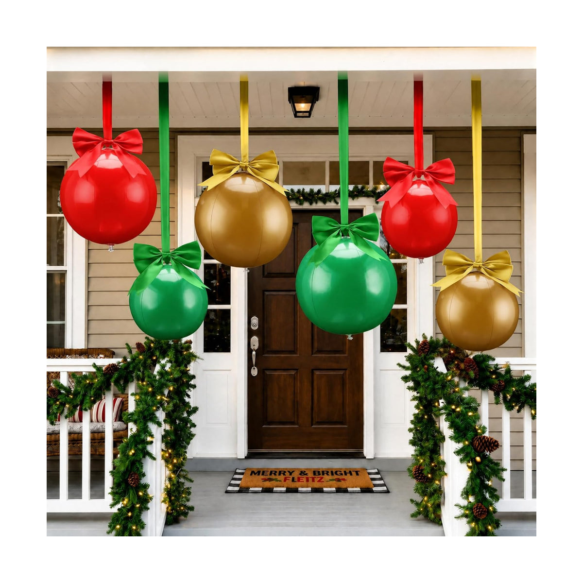 Jetec 16 Pcs Large Christmas Outdoor Ornaments Inflatable Christmas Balls