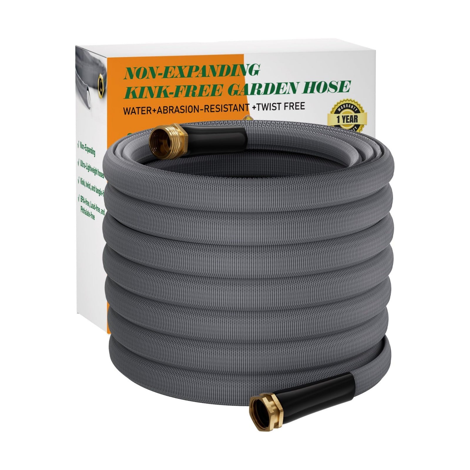 Garden Hose 50 FT, Non-Expanding Water Hose, Kink-Free, Burst-Resistant | Flexible & Lightweight. High-Pressure