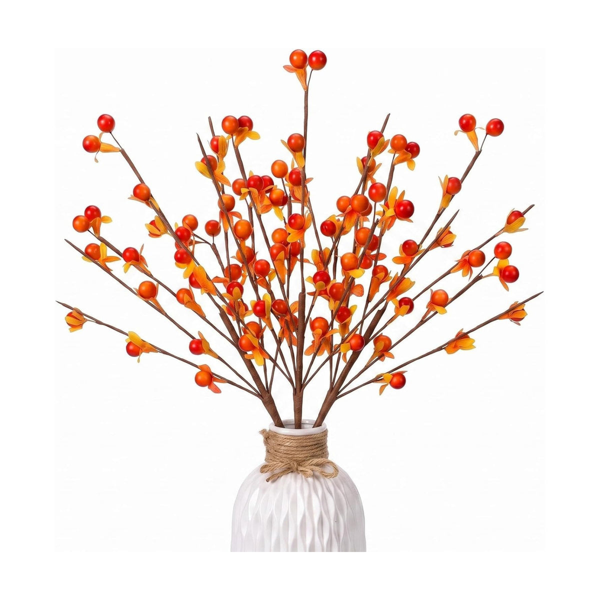 3 Pcs Artificial Fall Bittersweet Sprays 13.8 Inch Faux Berry Stems with 7 Branches Autumn Farmhouse Home Decor for Vase, Table Centerpieces, Thanksgiving, Indoor Arrangements