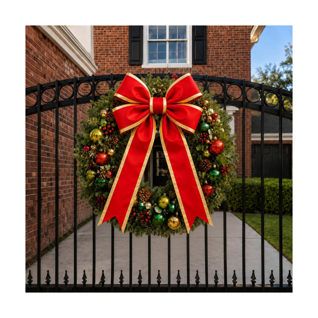 Yinder Giant Christmas Bow Outdoor 3D Nylon Red Bow Decor, 24" X 41"