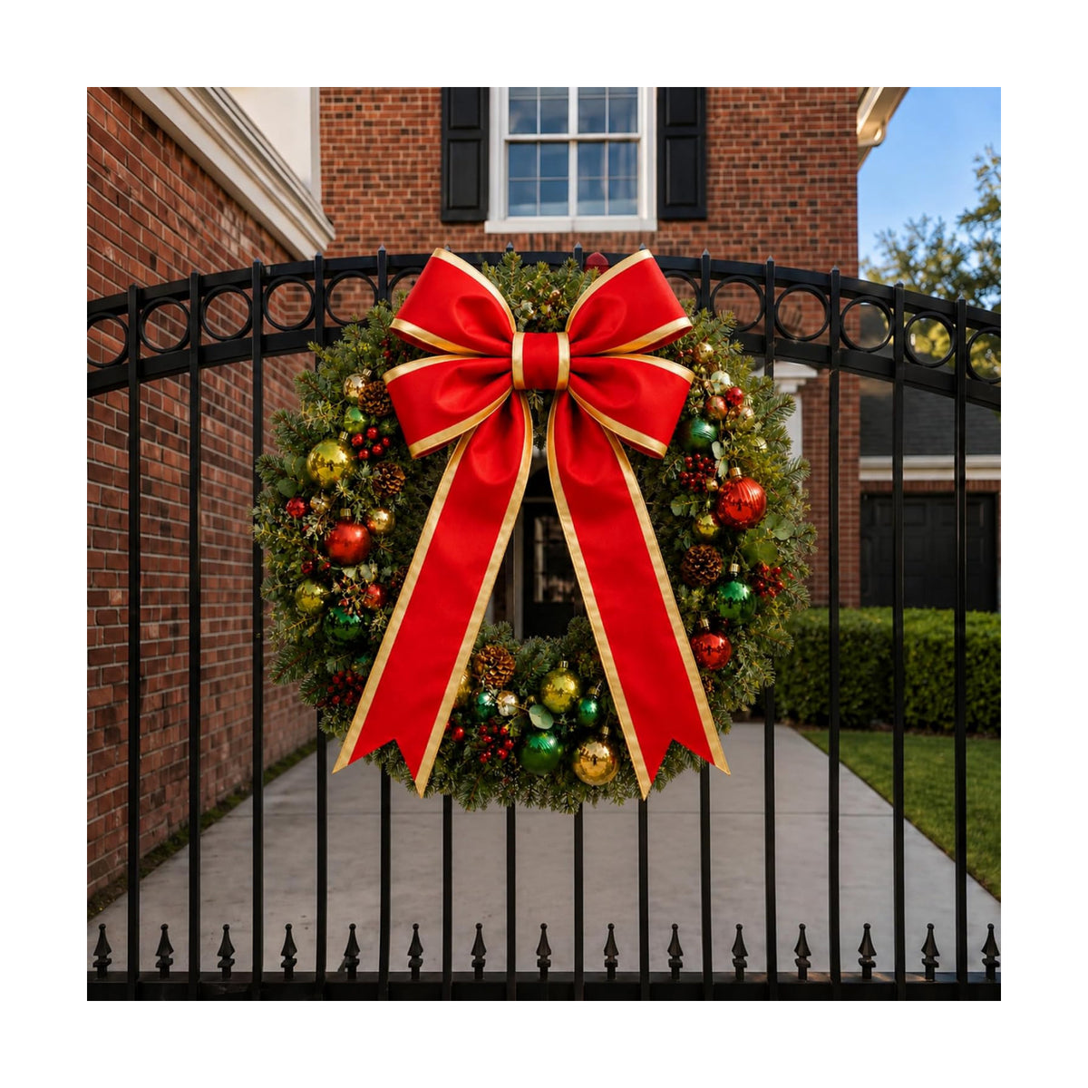Yinder Giant Christmas Bow Outdoor 3D Nylon Red Bow Decor, 24" X 41"