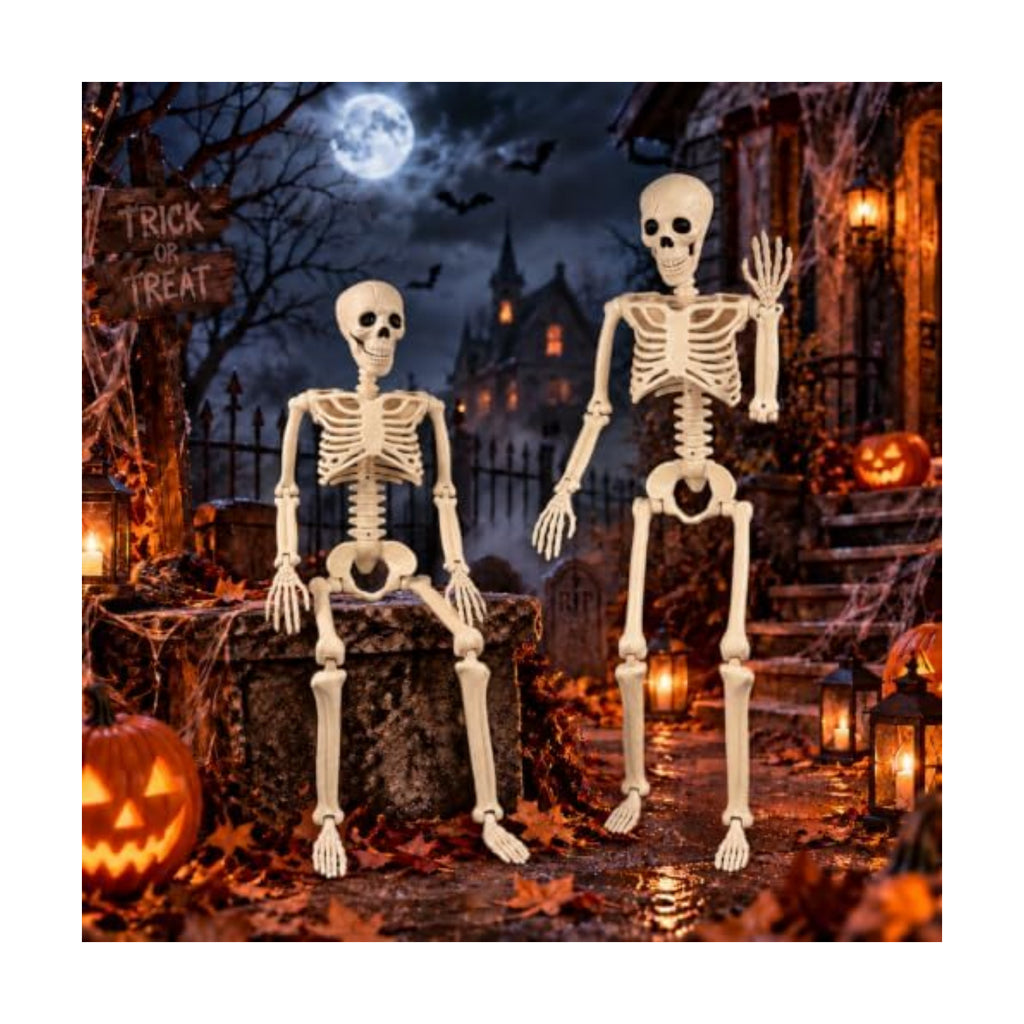 2 Pack 36" Halloween Posable Skeletons, 3 FT Halloween Skeleton Decorations