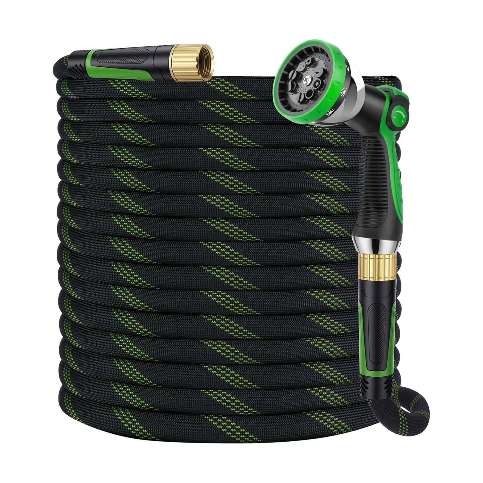 Garden Hose 100 ft, Non-Expandable Ultra-Lightweight Flexible Hose with 360° Dual-End Anti-Kink Design, 10-Pattern