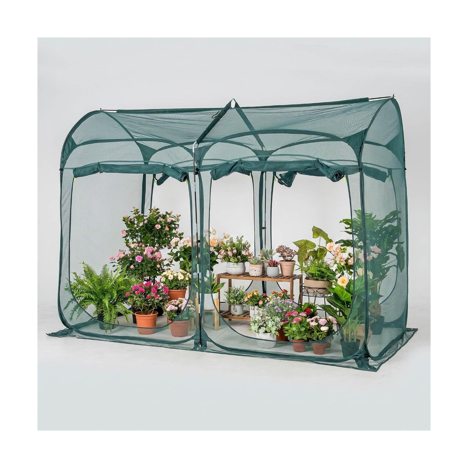 Poray 8.2x4FT Pop up Tunnel Crop Cage, 6FT High Plant Netting Cover for Garden, Pest Guard Barrier for Vegetables &