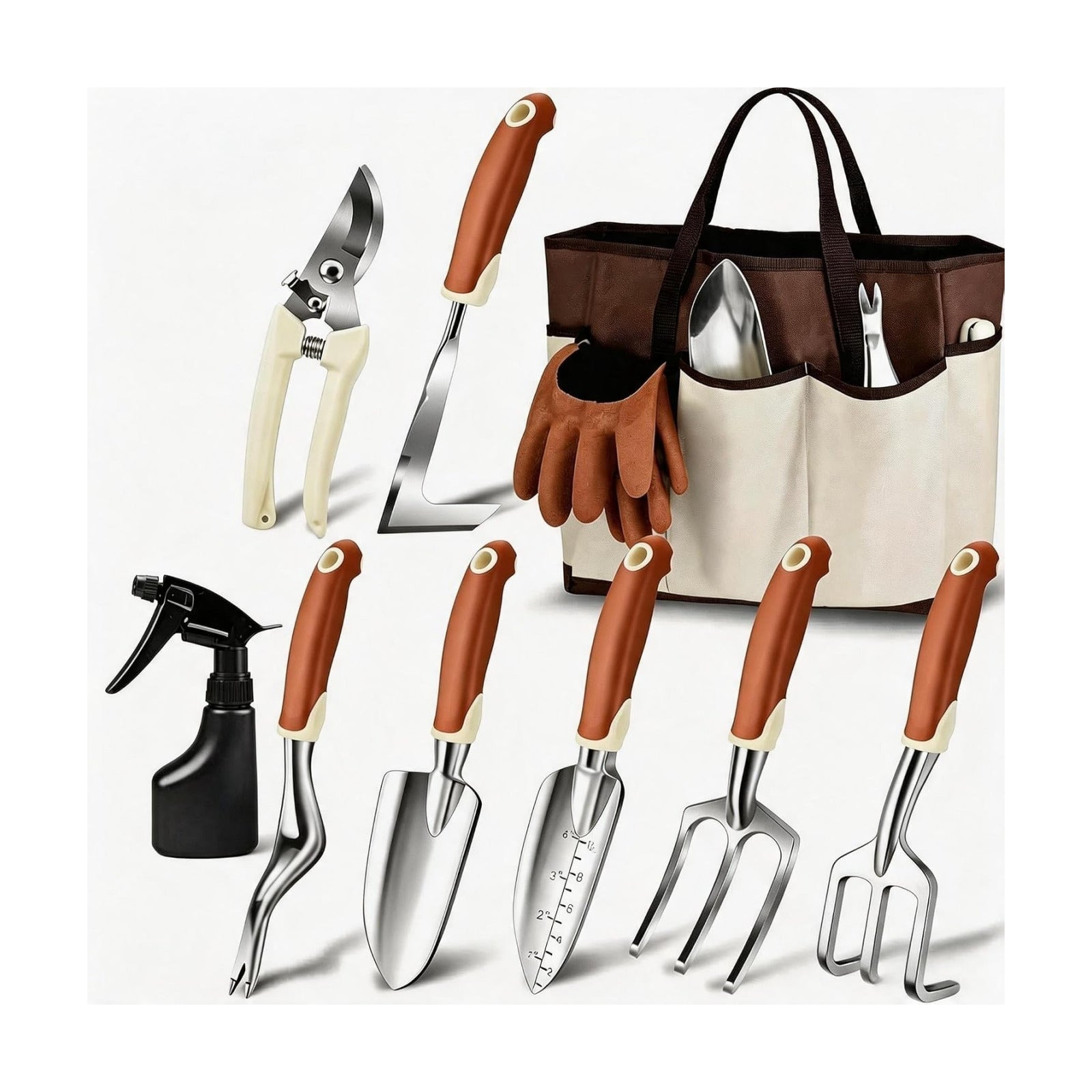 10 Pcs Heavy Duty Gardening Tools Set, Aluminum Garden Hand Tools with Non Slip Ergonomic Handle, Gardening Gloves &