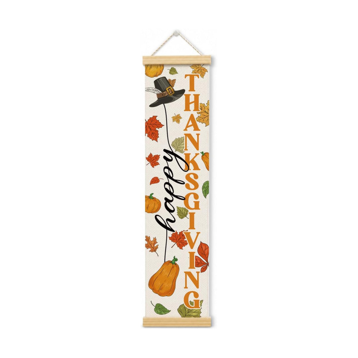 Fall Porch Decor Banner, Thanksgiving Pumpkin Canvas Banner for Entryway