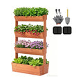 Suteck Raised Garden Bed, 4 Tier Vertical Wooden Planter Box | Freestanding Outdoor Planters for Vegetables, Flowers &