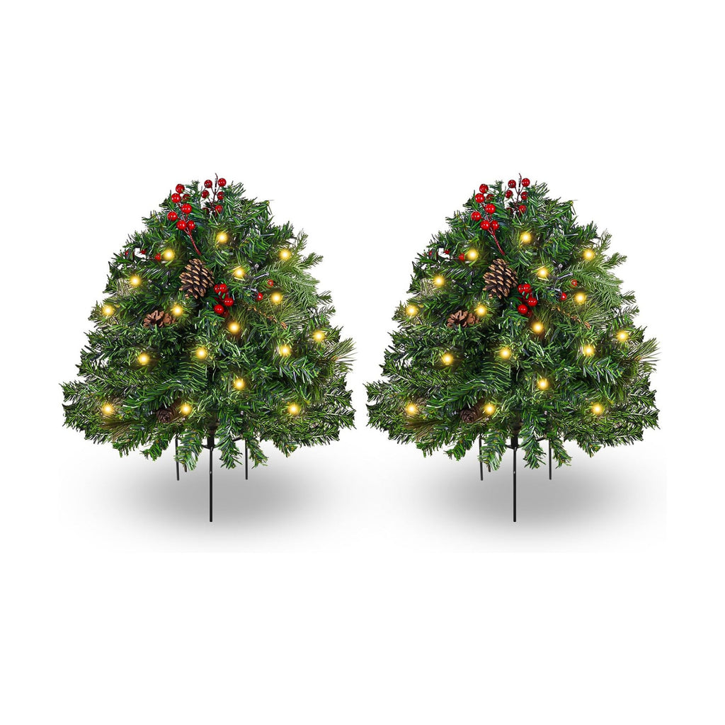 Lighted Christmas Urn Filler, 2 Pack 24 Inch Warm White Planter Decor
