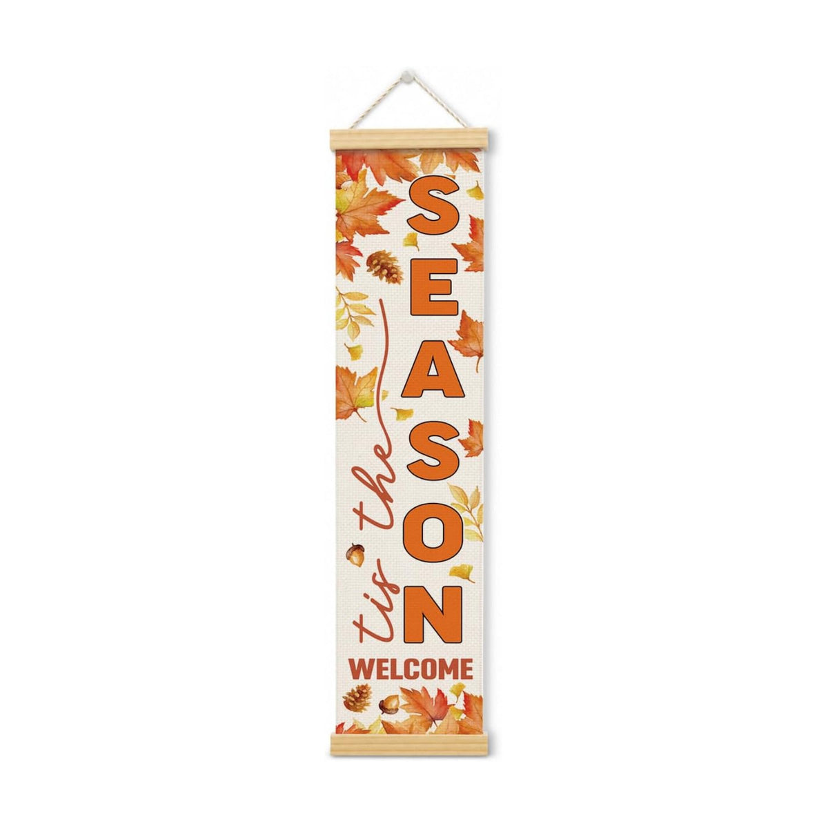 Fall Door Banner, Tis the Season Maple Leaf Canvas Sign for Front Porch