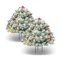 2 Pack Snowy Lighted Christmas Urn Filler, Outdoor Porch Decor