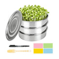 AKAZA 9 Inch Stackable Stainless Steel 3-Tier Mesh Seed Sprouting Kit | 1 Base and 1 Cover Lid with Pen, Brush and
