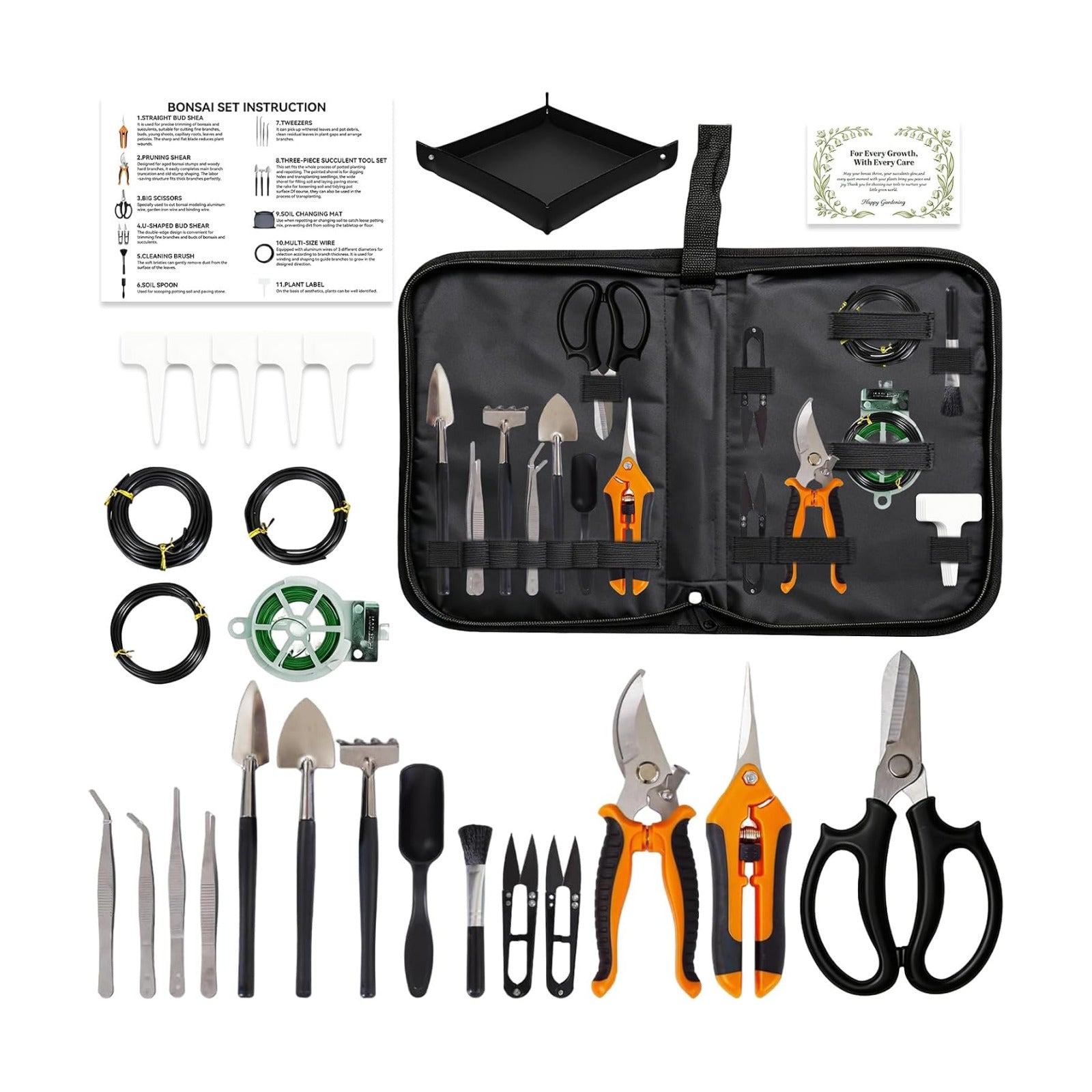 Bonsai Tools Set, 26 Pcs Garden Tools Set for Beginner, Includes Bonsai Wire Kit, Pruning Shears, Plant Mat, Bonsai