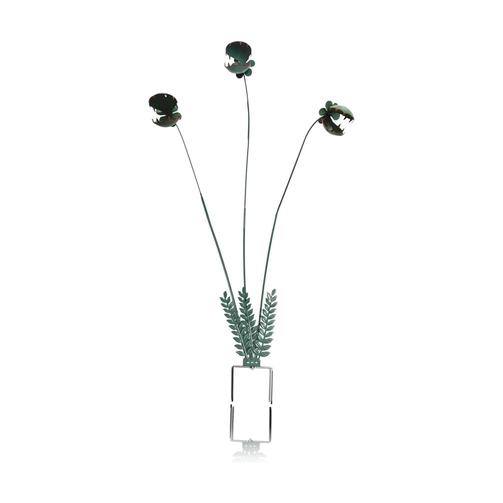 Whimsical Metal Carnivorous Plant Garden Stake, 25 Inch Large Venus Flytrap Monster Sculpture, Hand-Welded Rust &