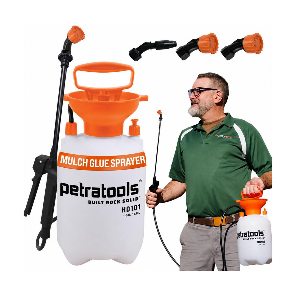 PetraTools LOCKSCAPE Mulch Glue Sprayer 1 Gal - Pro Kit (HD101) | Pump sprayer for mulch glue, rock glue, landscape
