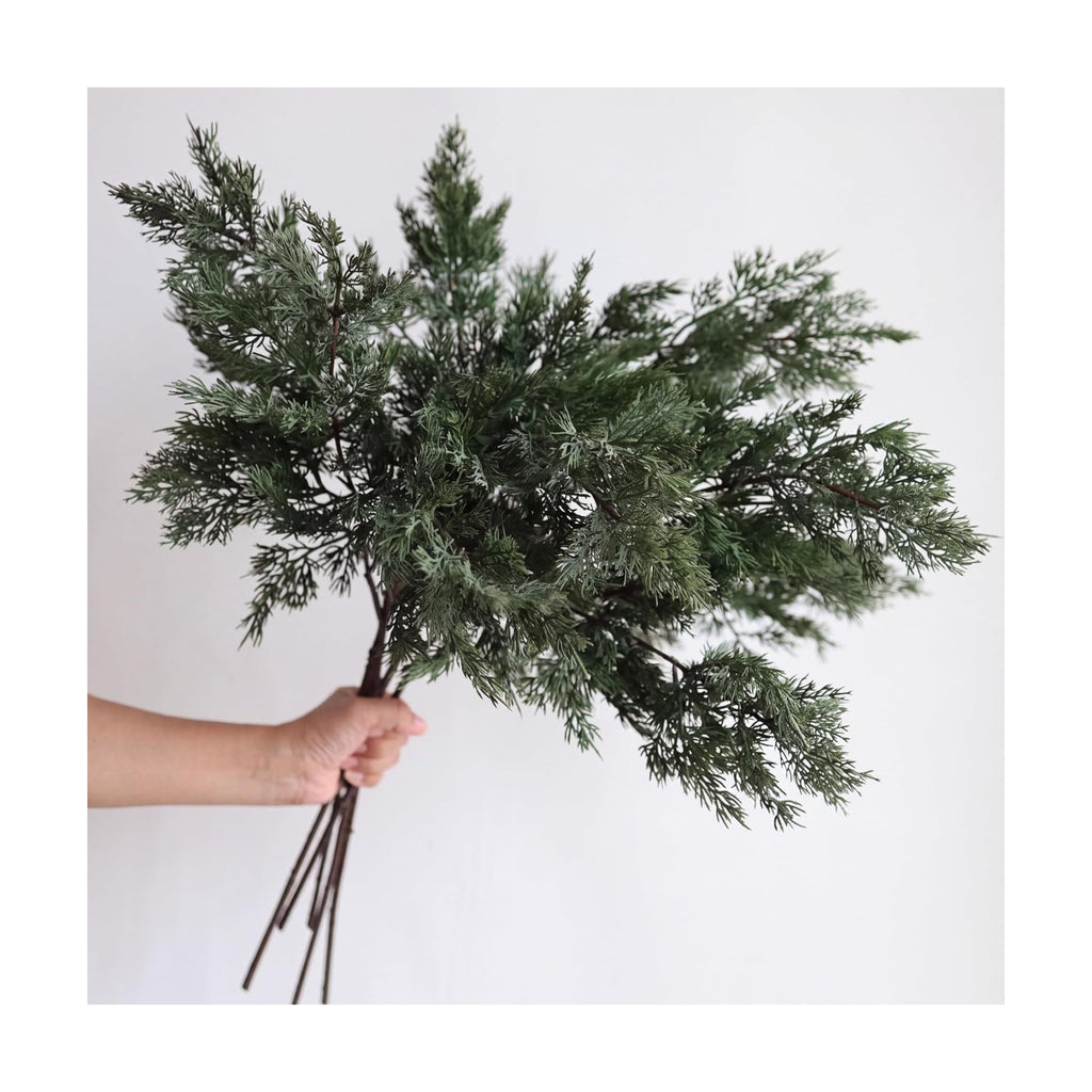 Wavwavw 6 Pcs 25.5'' Greenery Christmas Artificial Winter Cedar Pine Stems