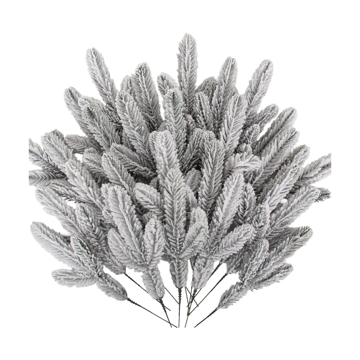 Hananona Artificial Pine Branches, 50 Pcs, 10.6", White