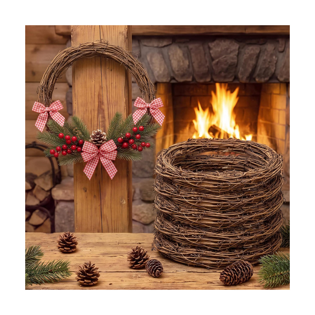 Ruisita 6 Pieces 12 Inch Grapevine Wreaths Vine Branch Wreath Natural Christmas Rattan Wreath Garland Decoration for Christmas Holiday Craft or Wedding Supplies