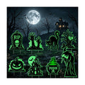 8pcs Glow Halloween Yard Signs with Stakes, Outdoor Halloween Decor