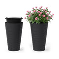 GIANTEX 18" Tall Flower Pot Set 2, Modern Decorative Planter Pots, Black | Insert Bucket, Handle, Drainage Holes, Round