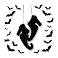 Halloween Witch Shoes Hanging Ornament 3D Witch Boot Decor with 24Pcs Bats