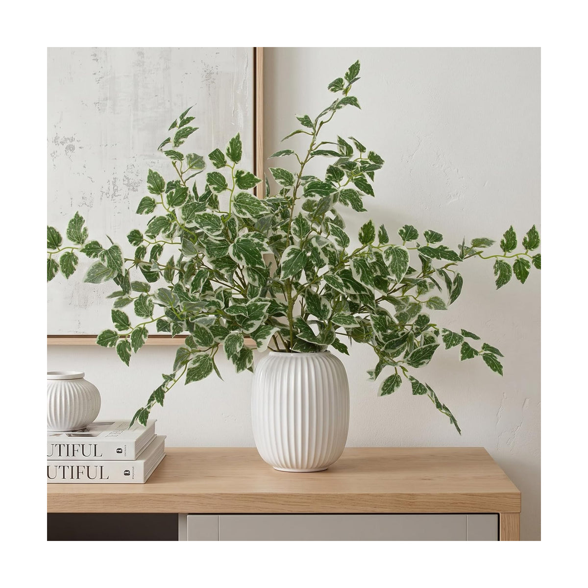 Daynight 6 Pcs Artificial Eucalyptus Leaves Stems, 35″ Long Stem Silk Plum Foliage Branches, Flexible Silk Faux Greenery for Farmhouse, Home, Kitchen and Table Centerpiece DIY Decor (6, Light Green)