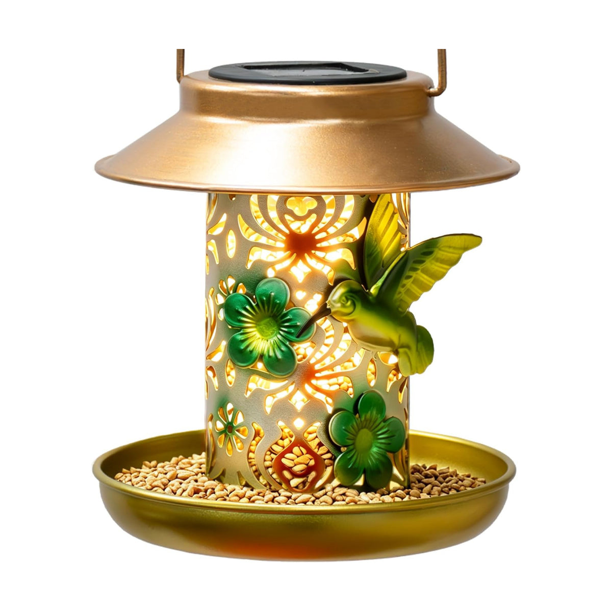 Solar Bird Feeders for Outdoors Hanging, Metal Light, Garden Decor