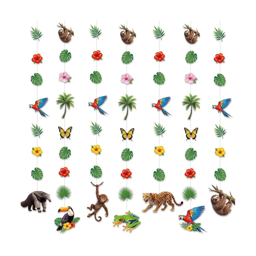 Xinnun 8 Pcs Rainforest Animals Garland Banners Jungle Party Hanging Decor