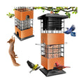 Squirrel Proof Bird Feeder, 3.5Lb Capacity Metal Bird Feeders for Outdoors Hanging, All-Weather Weight Activated Tube BirdFeeder with 4 Ports for Outside,Pigeon Resistant,Easy to Clean & Refill(Brown)