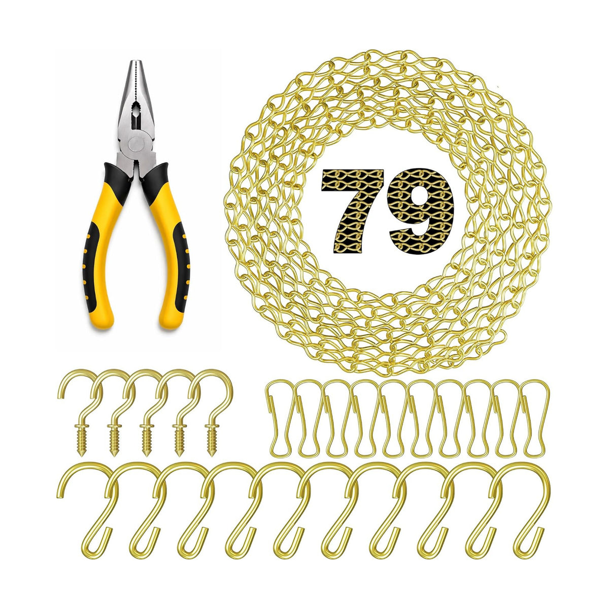 79 Inch Gold Hanging Chain with Plipers for Hanging Flower Baskets