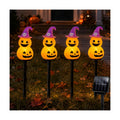 Halloween Decorations Solar Garden Lights, 4pcs Magic Hat Pumpkin Path Lights with 8 Lighting Modes, Waterproof Yard Light, LED Santa Claus Gift for Yard Path Decor (Orange - Pumpkin)