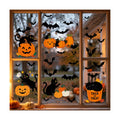 Halloween Black Cat Pumpkin Window Clings, Double Sided Bat Spider Web Stickers for Party