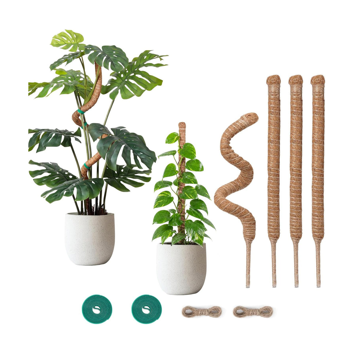 4 Pack 28'' Moss Pole Monstera Plant Support, Bendable Plant Stakes Made of Real Coco Coir Support for Climbing Indoor Plants, Tall Moss Stick Trellis for Potted Climbers