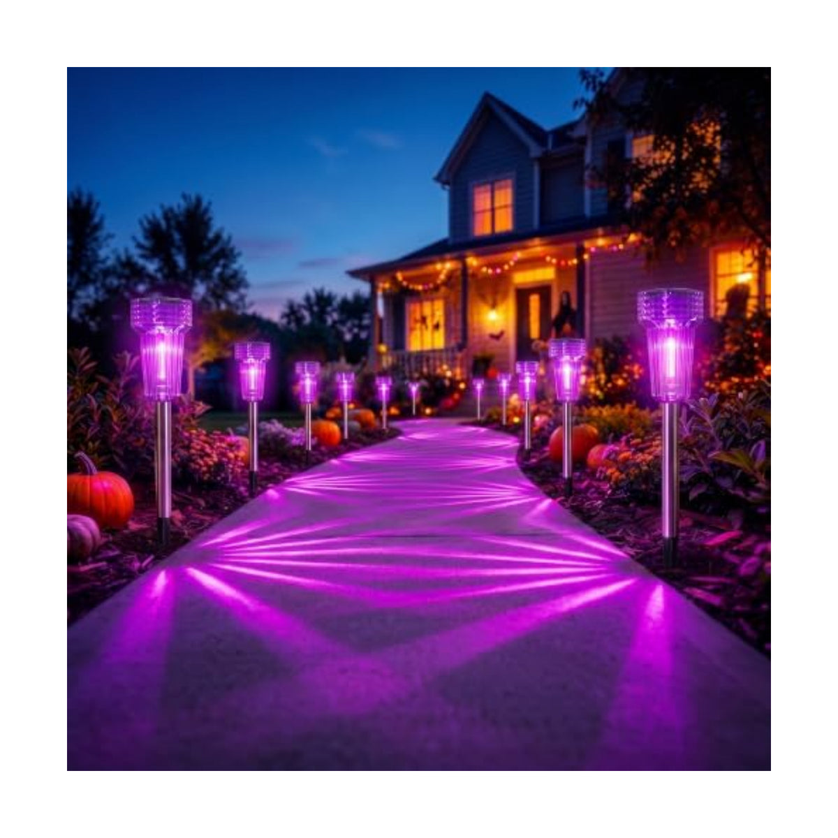 Halloween Solar Lights Outdoor Waterproof Purple Landscape Lights, 8 Pack