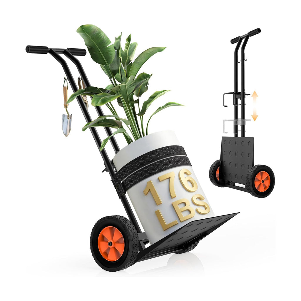 Plant Caddy with Wheels, 176Lbs Heavy Duty Plant Dolly Cart | Foldable, Adjustable Grabbing Arm & Strap, Back &