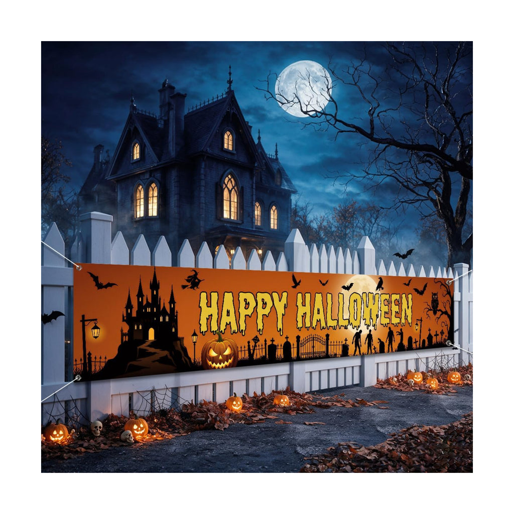Happy Halloween Banner Outside Halloween Decorations Yard Party Porch Sign