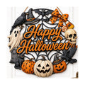 Halloween Wreath for Front Door Wooden Ghost Pumpkin Door Sign Wall Decor