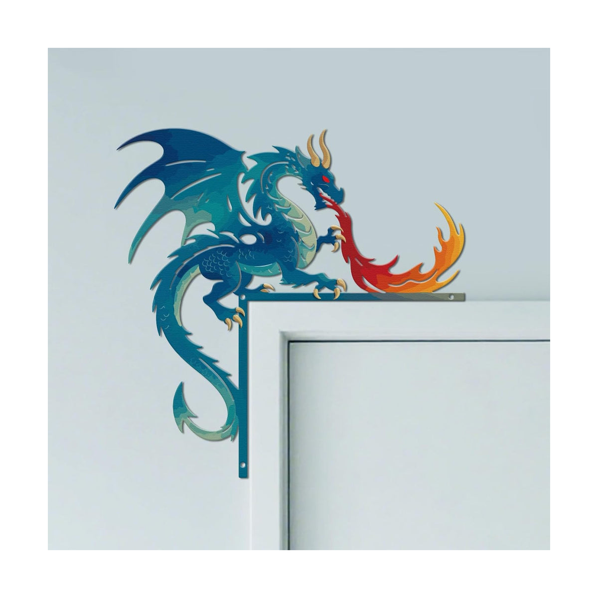 CUTHOLLOW Dragon and Flame Door Topper Sign Wall Art Decor