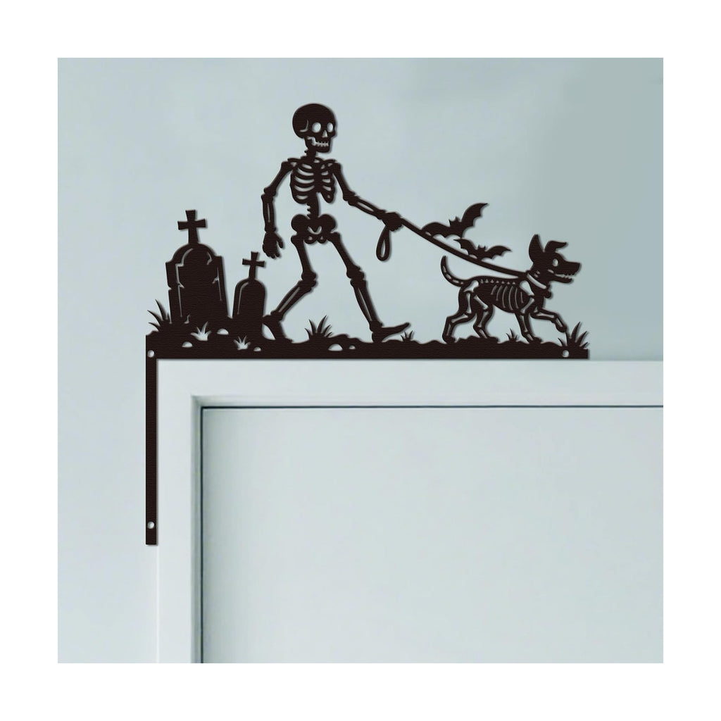 CUTHOLLOW Skull and Dog Door Topper Sign Wall Art Decor
